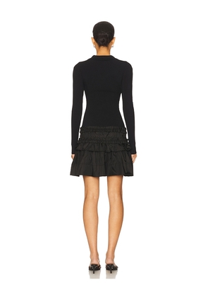 Ganni Melange Rib Knit Mini Dress in Black. Size XS. Also in XXS, S.