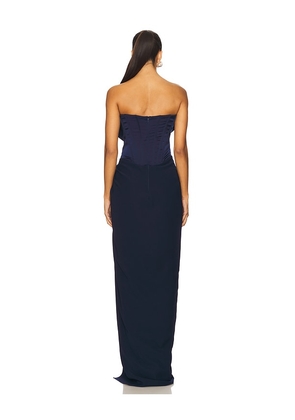 Gaurav Gupta Ruffled Corset Gown in Blue. Size 4. Also in 0.