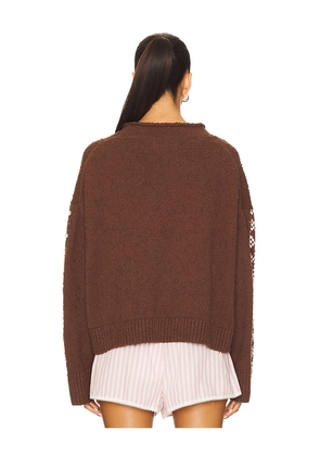 Free People Story Book Sweater in Chocolate. Size S. Also in XS.