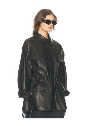 Helsa The Peplum Leather Moto Jacket in Black. Size M. Also in S, L, XL.
