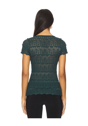 Free People Angelina Lace Tee in Dark Green. Size M. Also in XS, S.