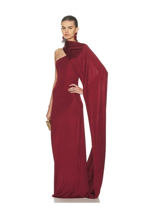 Helsa The Muse Cape Jersey Dress in Burgundy. Size M. Also in L, S, XS.