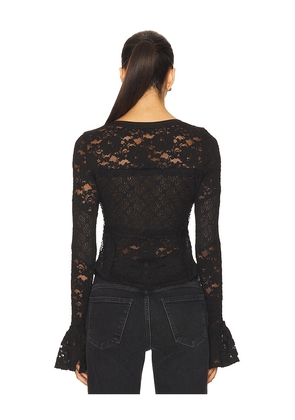 Free People Lace Layering Long Sleeve in Black. Size M. Also in L, S, XL, XS.