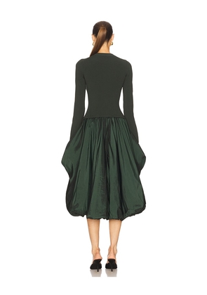 SIMKHAI Kenlie Midi Dress in Dark Green. Size L. Also in M, S, XS.