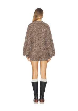 For Love & Lemons Nathalie Knit Romper in Brown. Size M. Also in XS, S, L, XL.