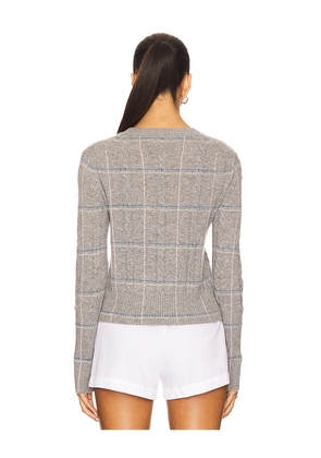 Guest In Residence Shrunken Check Crew Sweater in Grey. Size S. Also in XS, M, L, XL.