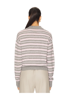 Guest In Residence Collegiate Stripe Polo Sweater in Grey,Pink. Size M. Also in S, XS, L, XL.