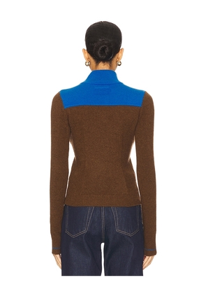 Guest In Residence Alpine Half Zip Sweater in Brown,Blue. Size S. Also in XS, M, L.