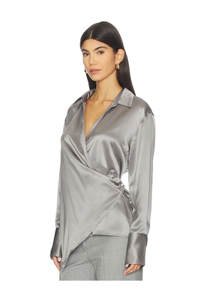 Helmut Lang Wrap Relax Shirt in Metallic Silver, grey. Size S. Also in M.