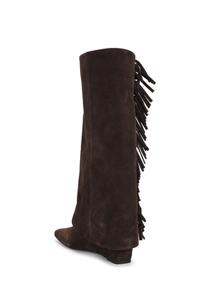 SIMKHAI Quinn Fringe Boot in Chocolate. Size 38. Also in 39.
