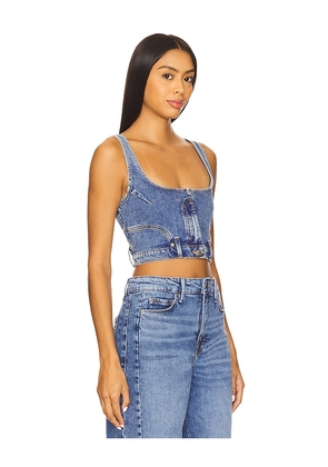 Good American Reworked Denim Vest in Indigo911 in Blue. Size M. Also in XS.