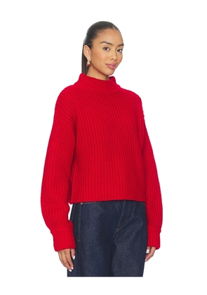 Good American Chunky Knit Mock Neck Sweater in Red. Size S. Also in L, XL/1X, XXL/2X.