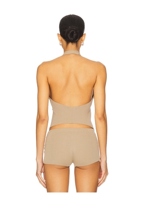 Jaded London Button Knit Halter Top in Brown in Beige. Size M. Also in L.