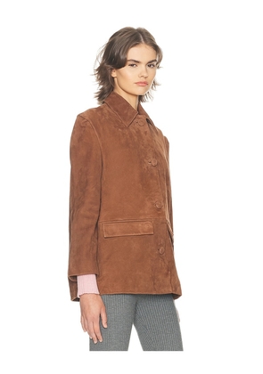 Helsa The Schoolhouse Jacket in Suede in Tan. Size M. Also in XXS, XS, S, L, XL.