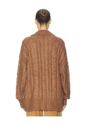 Helsa Jessiah Cable Cardigan in Brown. Size M. Also in XS, S, L, XL.