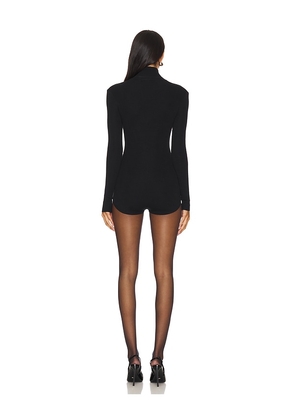 SEROYA Rei Knit Romper in Black. Size S. Also in XXS, M.