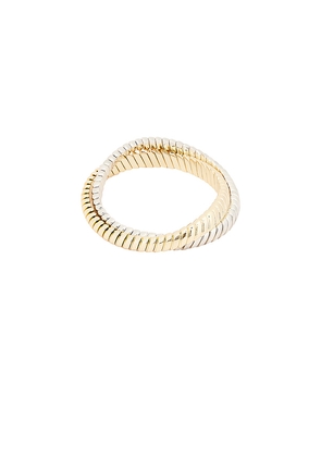Roxanne Assoulin Double Cobra Bracelet in Shiny Gold & Bright Silver in Metallic Gold.