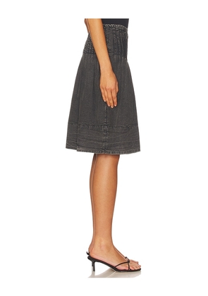 Free People Peyton Pintuck Midi Skirt In Washed Black in Black. Size 10. Also in 0, 12, 2, 4, 8.