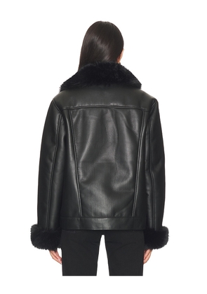 Generation Love Walt Faux Fur Shearling Moto Jacket in Black. Size M. Also in S.