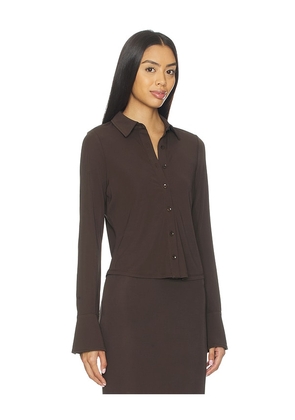 Good American Matte Jersey Long Sleeve Shirt in Brown. Size M. Also in XS, S, XXXL/3X, XXXXL/4X.