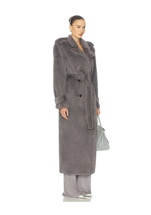 Helsa Faux Fur Long Trench in Grey. Size XS. Also in S, L, XL.