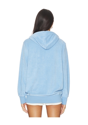 Hunza G Towelling Embroidered Hoodie in Baby Blue. Size M. Also in L.