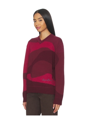 House of Sunny House of The Red Landscape Sweater in Red. Size M. Also in XS, S, L.
