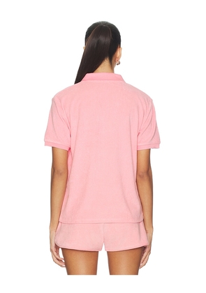 Hunza G Towelling Embroidered Polo in Pink. Size M. Also in L.