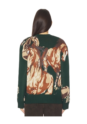 House of Sunny Wild Horses Sweater in Green. Size M. Also in L.