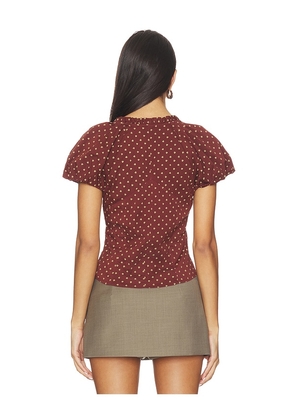 Free People Summer Printed Blouse in Burgundy. Size M. Also in XS, S.