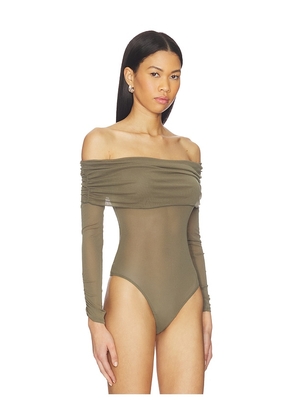 Free People Forget Me Not Bodysuit in Olive. Size M. Also in S, XS, L, XL.
