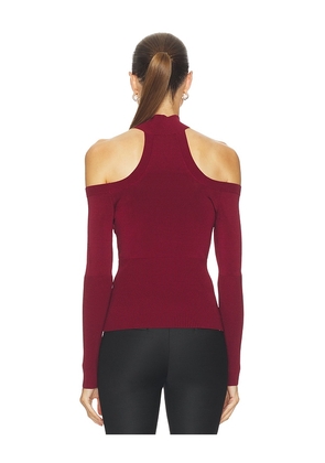 SIMKHAI Lila Cold Shoulder Top in Burgundy. Size M. Also in XS, S, L.