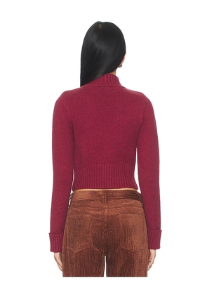 Frankies Bikinis Laurel Cloud Knit Turtleneck Sweater in Burgundy. Size M. Also in S, XS, L.