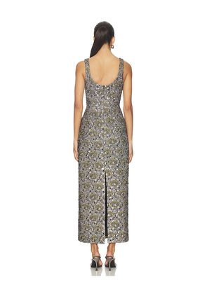 SIMKHAI Ravenna Midi Dress in Metallic Silver. Size 4. Also in 2.