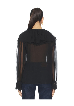 FRAME Tiered Statement Blouse in Black. Size M. Also in XS, S, XL.