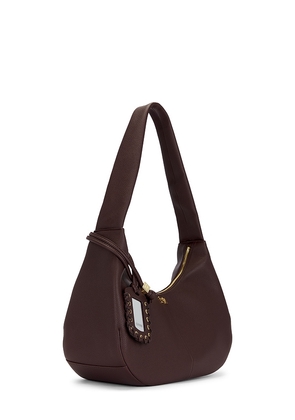 Ganni Grained Medium Hobo Bag in Brown.