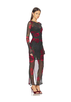 Good American Mesh Ruched Maxi Dress in Black. Size S. Also in M, XS.