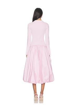 SIMKHAI Kenlie Long Sleeve Mock Neck Midi Dress in Blush. Size M. Also in XS.