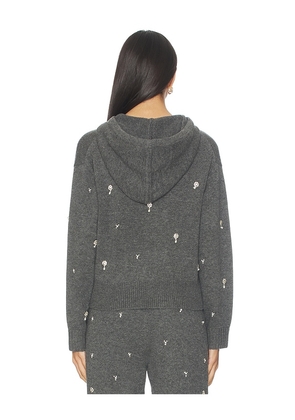 SIMKHAI Karmen Embellished Hooded Top in Charcoal. Size S. Also in XS.