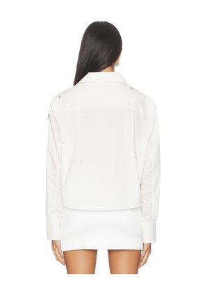SIMKHAI Renata Embellished Button Down Shirt in White. Size M. Also in XS, S.