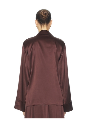Helsa The Silk Charmeuse Pajama Shirt in Brown. Size M. Also in XXS, XS, S.