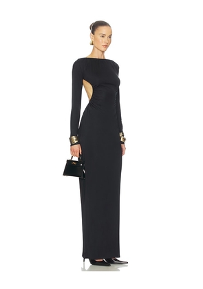 Helsa The Ruched Open Back Jersey Dress in Black. Size M. Also in L, S, XL, XS, XXS.