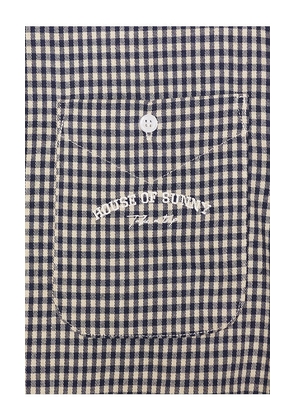 House of Sunny Gingham Shirt in Blue. Size M. Also in S.