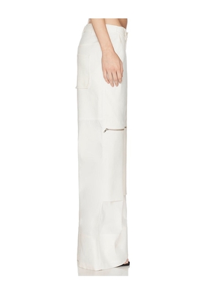 HAELO Flex Waist Zip Cargo Pant in Ivory. Size M. Also in S, XXS, XS, L, XL.