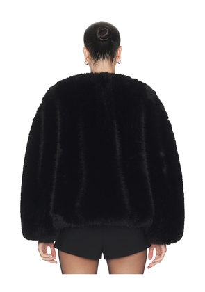 HAELO Long Hair Faux Fur Bomber in Black. Size M. Also in XS, XXS, S, L.