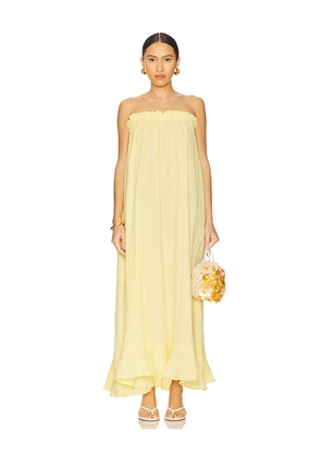 Show Me Your Mumu Around The World Maxi Dress in Lemon. Size L. Also in M, XS, XXL.