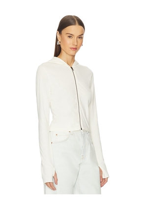 GRLFRND Shrunken Zip Hoodie in Ivory. Size M. Also in S, XS.