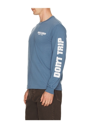 Free & Easy High Sea Long Sleeve Tee in Blue. Size M. Also in S, L, XL/1X.