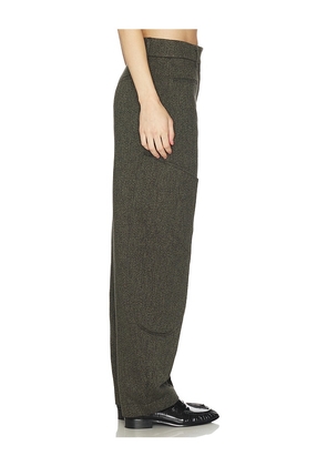 Ganni Mouline Suiting Curved Pant in Green. Size 34. Also in 32, 36, 38.