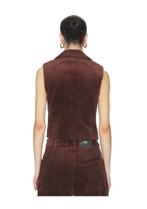 Ganni Seersucker Corduroy Vest in Brown. Size 34. Also in 32, 36.
